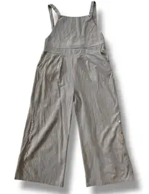 Gray Button-Strap Pocket Wide-Leg Sleeveless Jumpsuit Size XL Buttons Unbranded