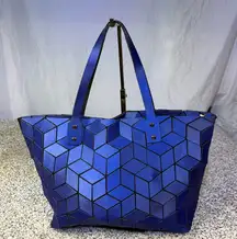 Emilio Pepe Women's Blue Geometric Lattice Tote Bag