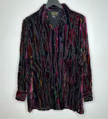 Bob Mackie Women’s Button Down Silk Blend Shirt Size M