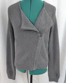 Gap Designed & Crafted Asymmetrical Moto Zip Up Grey Sweater M