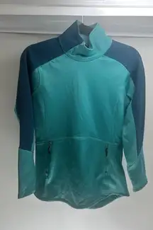 Spyder Lg Teal Green Mock Turtleneck Side Zip Collar Pullover Jacket Coat size M