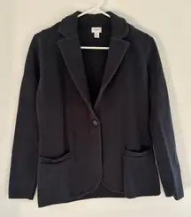 J Crew Womens XS Jacket Black 100% Cotton Knit Sweater Blazer Career Classic‎