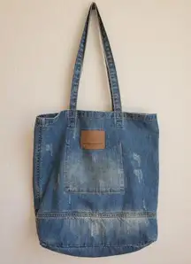 American Eagle Womens Jean Denim Bag Shoulder Tote distressed Ladies Pur…