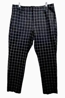 Old Navy Pants Women 14 Black White Window Pane Pixie Crop Office Career Casual