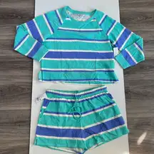 Wildfox Striped Long Sleeve Matching Lounge Wear Set Medium