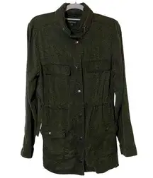 Dear John Women Dark Green Hidden Hood Cinched Pockets Utility Jacket‎ Size S