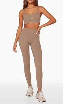 SET ACTIVE seamless ribbed leggings sportbody nude caramel dugout high rise tan