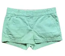 Women's J. CREW 100% Cotton Chino Broken In 3" Inseam Short - Soft Green - Sz 2