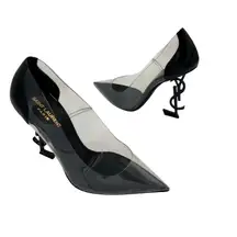 Saint Laurent Opyum 110 YSL High Heel Pump Clear Transparent PVC Black Size 40