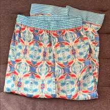 Cost Plus World Market Blue Satin Bird/Flamingo Pajama Pants size S/M