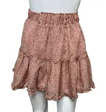 Indikah Skirt Women XS Pink Cheetah Leopard Print Ruffle Flounce High Waist Mini