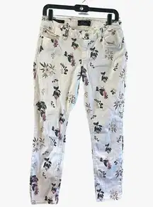 Lucky Brand White Floral Print Cropped Lolita Capri Jeans 6/28 summer boho