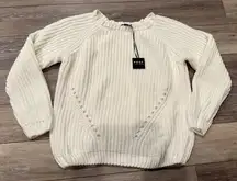 Women’s White Knit Textured Sweater