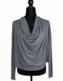 Splendid  Grey Shimmer Drape Cowl Neck Sweater