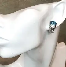 JUDITH RIPKA Blue Topaz, CZ Accent, Sterling Silver Earrings with Omega Clasp