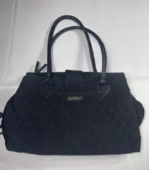 Vera Bradley Quilted‎ Chocolate Microfiber Buckle Shoulder Satchel Footed Bottom