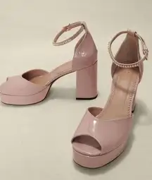 NEW in Box MAJE Patent leather heeled sandals Rose Blush 41 / 10.5