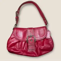 Coach Hobo Soho Flap Cherry Red Buckle Shoulder Bag Leather F15204 Classic