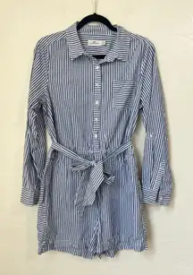 Vineyard Vine Sarah Blue and White Striped Button-Up Romper size 12