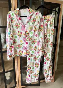 Pickeball pajamas set pants button down long sleeves top colorful bachelorette