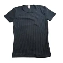 Re/Done x Hanes Women’s XS 60s‎ Slim Tee Shirt Black Ribbed 100% Cotton Basic