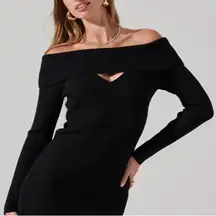 ASTR The Label Cut Out‎ Off The Shoulder Sweater Dress Black S