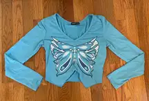 SheIn Y2K butterfly long sleeve top