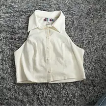 Urban outfitters cream clove button down vest cropped tank size small