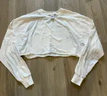 TNA Aritzia White Super Crop Boxy Long Sleeve Shirt