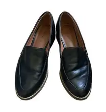 Indigo Rd. Irrhaisley Black Leather Almond Toe Block Heel Loafer Flats size 6