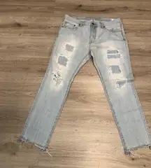 Outfitters Unisex Jeans SZ 36/32 Distressed Ripped 100% Cotton Slim Straight