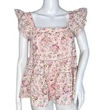 Francescas Mi Ami Blouse Women XS Sheila Embroidered Babydoll Tiered Cottagecore