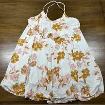 Volcom  Floral Spaghetti Strap Criss Cross Back Tank Cami Dress Size S