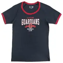 MLB Cleveland Guardians Women's Heather Bi-Blend Ringer T-Shirt in Navy, Medium