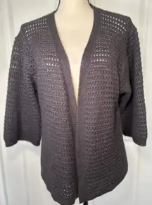 Akemi + Kin Knit Open Front 3/4 Sleeve Cardigan Sweater O/S Charcoal Gray