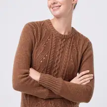 NWT J.Crew Pointelle cable-front  sweater Wool Blend