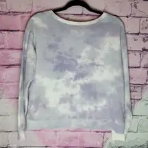 SPLENDID PURPLE WHITE TIE DYE WAFFLE KNIT LOUNGE SWEATSHIRT S