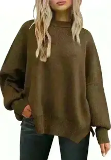 LILLUSORY Brown Oversized Batwing Sweater