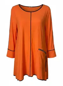 Stylish Orange Tunic with Black Trim