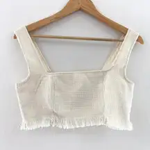 MISSGUIDED Women's Tweed Fringe Crop Cami Top size 6