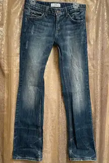 Armani Exchange J57 Ultra Low Rise Faded Wash Straight Leg Jeans, 6R