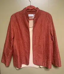 Alfred Dunner Size 10 Burnt Orange Open Quilted Cardigan