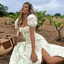 House of CB Tallulah Ivory Floral Puff Sleeve Midi Dress XL