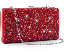 ⚡ Women's Glitter Double Sided Diamond Evening Clutch Crossbody Red Bag