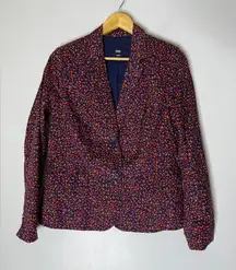 GAP Navy Blue Flower Print‎ Boyfriend Blazer Size 8
