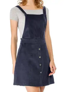 Women's Corduroy Button Front A-Line Bib Overall Pinafore Dress