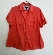 5/$25 Karen Scott pink button front shirt size 0X