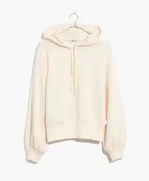 Cream Bubble Sleeve Cropped Hoodie