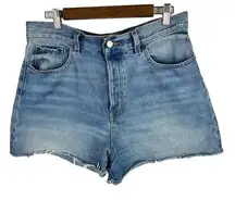 BDG Womens size 31 Denim Cut Off Raw Hem High Waist Button Fly Jean Shorts