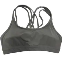 Athleta Sports Bra Womens Small Gray Strappy Criss Cross Back Mesh Yoga Workout‎